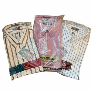Mens Size 17 1/2 -34 Big and Tall 3 Pc Bespoke Custom Tailored Button Shirts